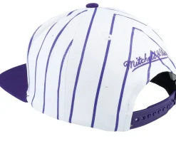 Snapback-Mitchell & Ness Los Angeles Lakers Retro Pinstripe /Purple Snapback - White
