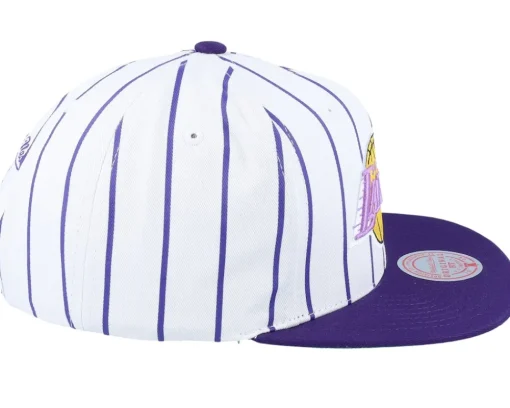 Snapback-Mitchell & Ness Los Angeles Lakers Retro Pinstripe /Purple Snapback - White
