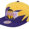 Snapback-Mitchell & Ness Los Angeles Lakers Sharktooth Yellow/Purple Snapback -