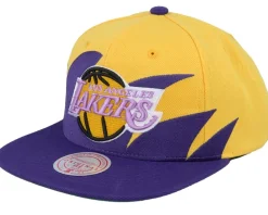 Snapback-Mitchell & Ness Los Angeles Lakers Sharktooth Yellow/Purple Snapback -