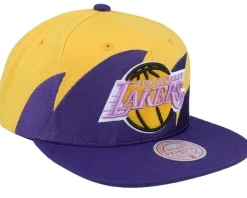 Snapback-Mitchell & Ness Los Angeles Lakers Sharktooth Yellow/Purple Snapback -