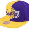 Best Mitchell & Ness Los Angeles Lakers Split Crown Snapback - Yellow