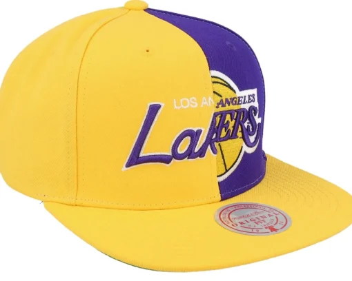 Best Mitchell & Ness Los Angeles Lakers Split Crown Snapback - Yellow