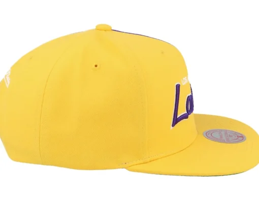 Best Mitchell & Ness Los Angeles Lakers Split Crown Snapback - Yellow