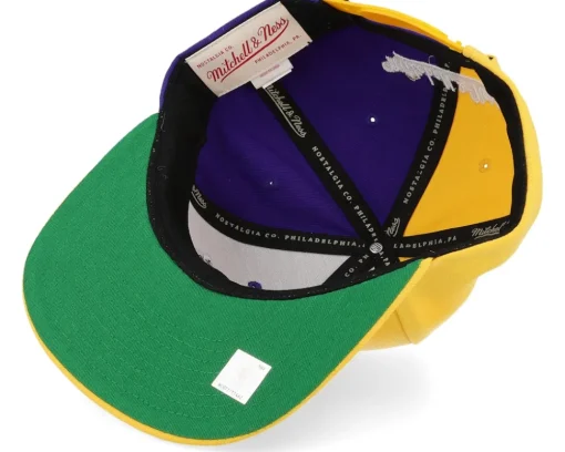Best Mitchell & Ness Los Angeles Lakers Split Crown Snapback - Yellow