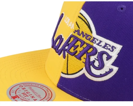 Best Mitchell & Ness Los Angeles Lakers Split Crown Snapback - Yellow