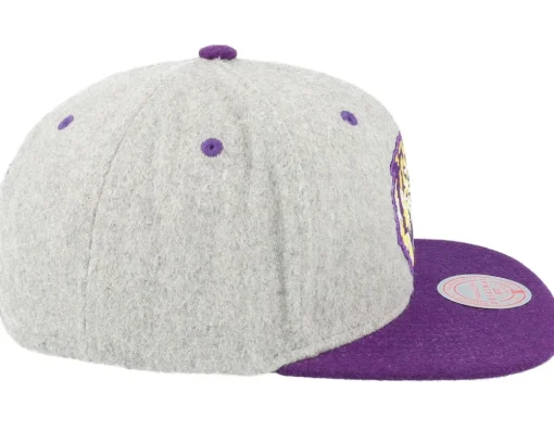 Best Mitchell & Ness Louisiana State Tigers Melton Patch /Purple Snapback - Grey
