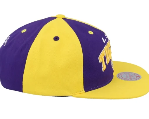 Snapback-Mitchell & Ness Louisiana State Tigers Pinwheel Of Fortune /Purple Snapback - Yellow