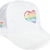 Trucker-Fair Love Freely Rainbow Logo Velvet White Trucker -