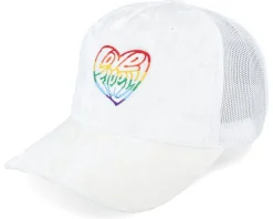 Trucker-Fair Love Freely Rainbow Logo Velvet White Trucker -