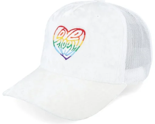 Trucker-Fair Love Freely Rainbow Logo Velvet White Trucker -