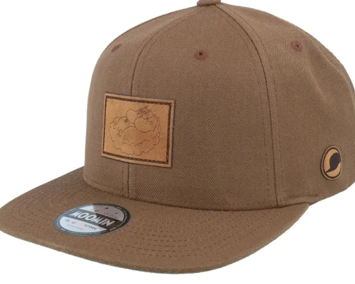 Snapback-Moomin Lovers Engraved Patch Tan Snapback - Brown