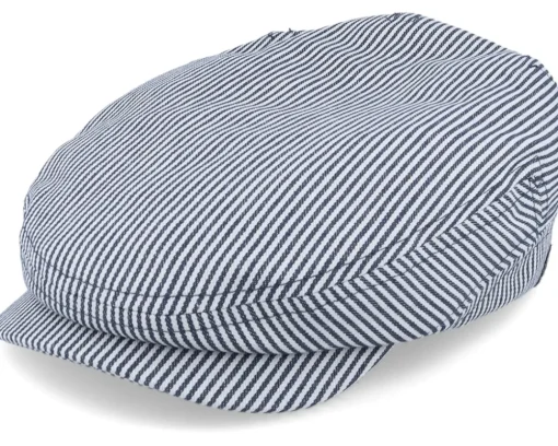 Flat Caps-CTH Ericson Lucas Candy Stripe Indigo Flat Cap -