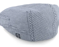 Flat Caps-CTH Ericson Lucas Candy Stripe Indigo Flat Cap -