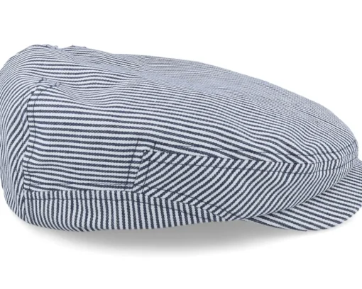 Flat Caps-CTH Ericson Lucas Candy Stripe Indigo Flat Cap -