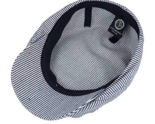 Flat Caps-CTH Ericson Lucas Candy Stripe Indigo Flat Cap -