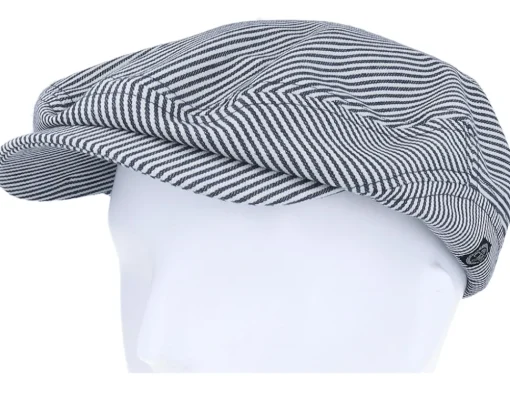 Flat Caps-CTH Ericson Lucas Candy Stripe Indigo Flat Cap -