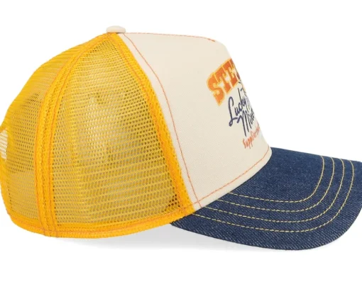 Trucker-Stetson Lucky Miners Off White/Denim Blue/Yellow A-Frame Trucker -