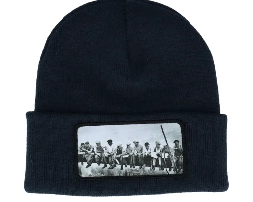 Cuff Beanies-Public Domain Lunch Atop A Skyscraper Beanie French Navy Cuff - Blue