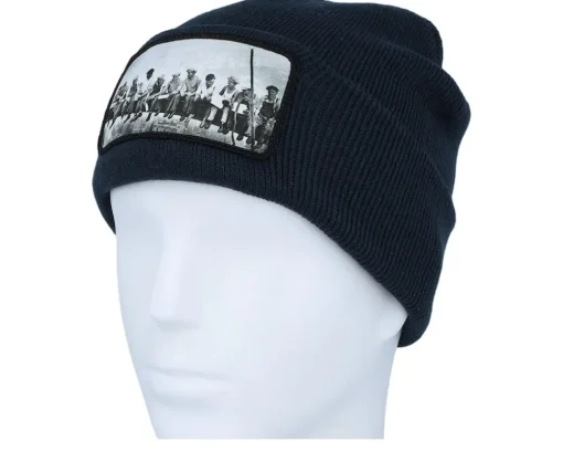 Cuff Beanies-Public Domain Lunch Atop A Skyscraper Beanie French Navy Cuff - Blue