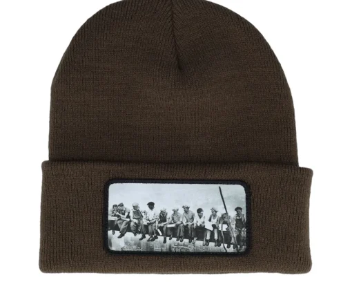 Cuff Beanies-Public Domain Lunch Atop A Skyscraper Beanie French Navy Cuff - Blue