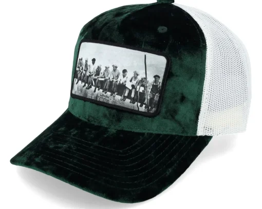 Trucker-Public Domain Lunch Atop A Skyscraper /Ivory Velvet - Green
