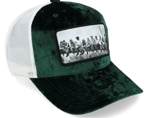 Trucker-Public Domain Lunch Atop A Skyscraper /Ivory Velvet - Green