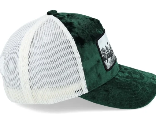 Trucker-Public Domain Lunch Atop A Skyscraper /Ivory Velvet - Green