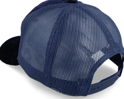 Trucker-Public Domain Lunch Atop A Skyscraper Navy/Navy Velvet Trucker - Blue