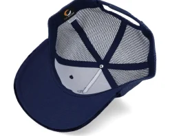 Trucker-Public Domain Lunch Atop A Skyscraper Navy/Navy Velvet Trucker - Blue