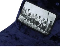 Trucker-Public Domain Lunch Atop A Skyscraper Navy/Navy Velvet Trucker - Blue