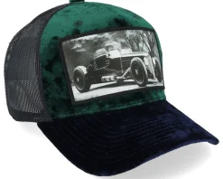 Trucker | Velvet Caps-Calza Pennello Luxury Hot Rod Velvet /Navy A-frame Trucker - Green
