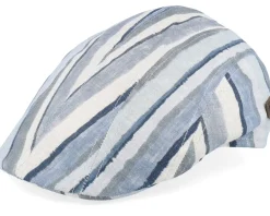 Flat Caps-MJM Hats Maddy 41 Linen Blue Stripe -