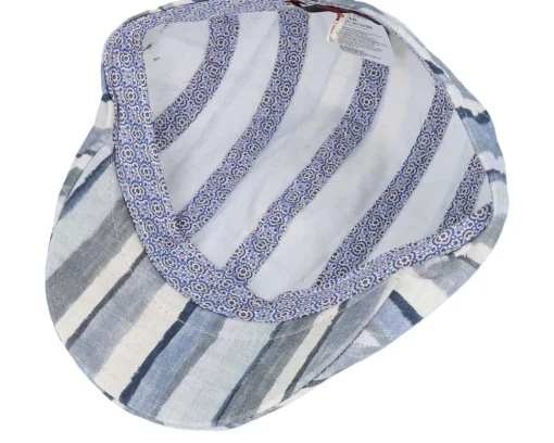 Flat Caps-MJM Hats Maddy 41 Linen Blue Stripe -