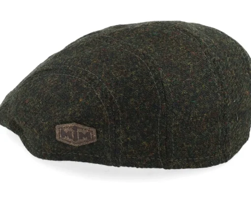 Flat Caps-MJM Hats Maddy Ear Flap 32 Virgin Wool Loden Green Flat Cap -
