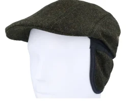 Flat Caps-MJM Hats Maddy Ear Flap 32 Virgin Wool Loden Green Flat Cap -
