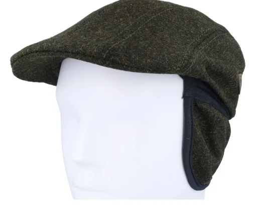 Flat Caps-MJM Hats Maddy Ear Flap 32 Virgin Wool Loden Green Flat Cap -