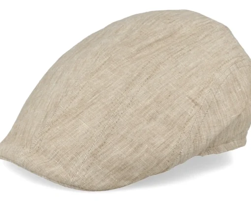 Flat Caps-MJM Hats Maddy Eco Linen Flat Cap - Beige