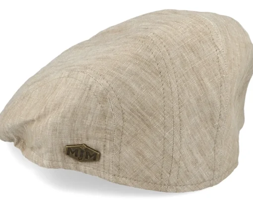 Flat Caps-MJM Hats Maddy Eco Linen Flat Cap - Beige