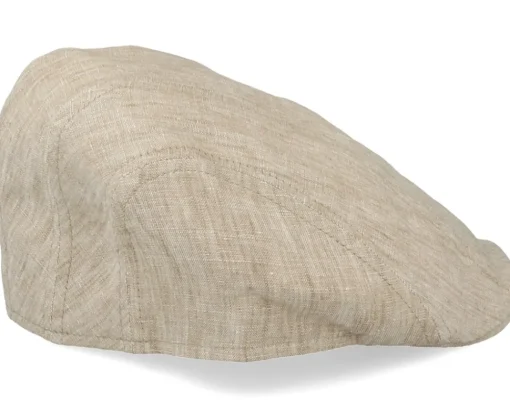 Flat Caps-MJM Hats Maddy Eco Linen Flat Cap - Beige