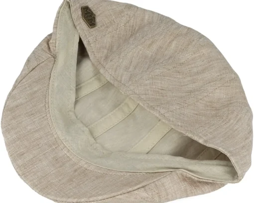 Flat Caps-MJM Hats Maddy Eco Linen Flat Cap - Beige