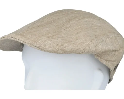Flat Caps-MJM Hats Maddy Eco Linen Flat Cap - Beige
