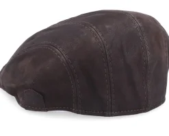 Flat Caps-MJM Hats Maddy Nappa Wax Flat Cap - Brown