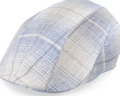 Outlet MJM Hats Maddy Organic Hemp/Linen Blue Check Flat Cap -