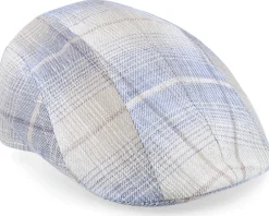 Outlet MJM Hats Maddy Organic Hemp/Linen Blue Check Flat Cap -