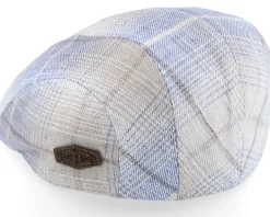 Outlet MJM Hats Maddy Organic Hemp/Linen Blue Check Flat Cap -