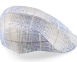 Outlet MJM Hats Maddy Organic Hemp/Linen Blue Check Flat Cap -