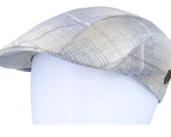 Outlet MJM Hats Maddy Organic Hemp/Linen Blue Check Flat Cap -