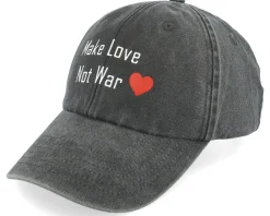 Best Iconic Make Love Not War Washed Black Dad Cap -