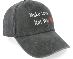 Best Iconic Make Love Not War Washed Black Dad Cap -